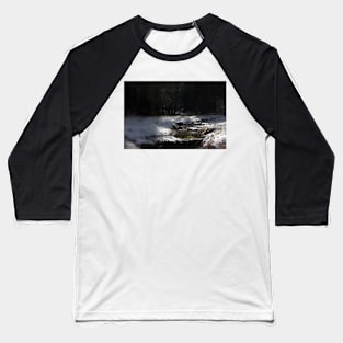 snowy Oregon forest, fox creek 11 Baseball T-Shirt